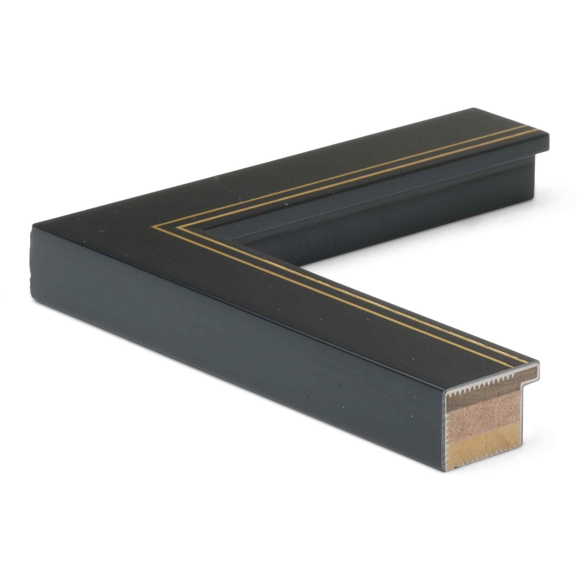 ~DISCONTINUED* 2678 - 1-1/2" FLAT BLACK W/ GOLD LINES