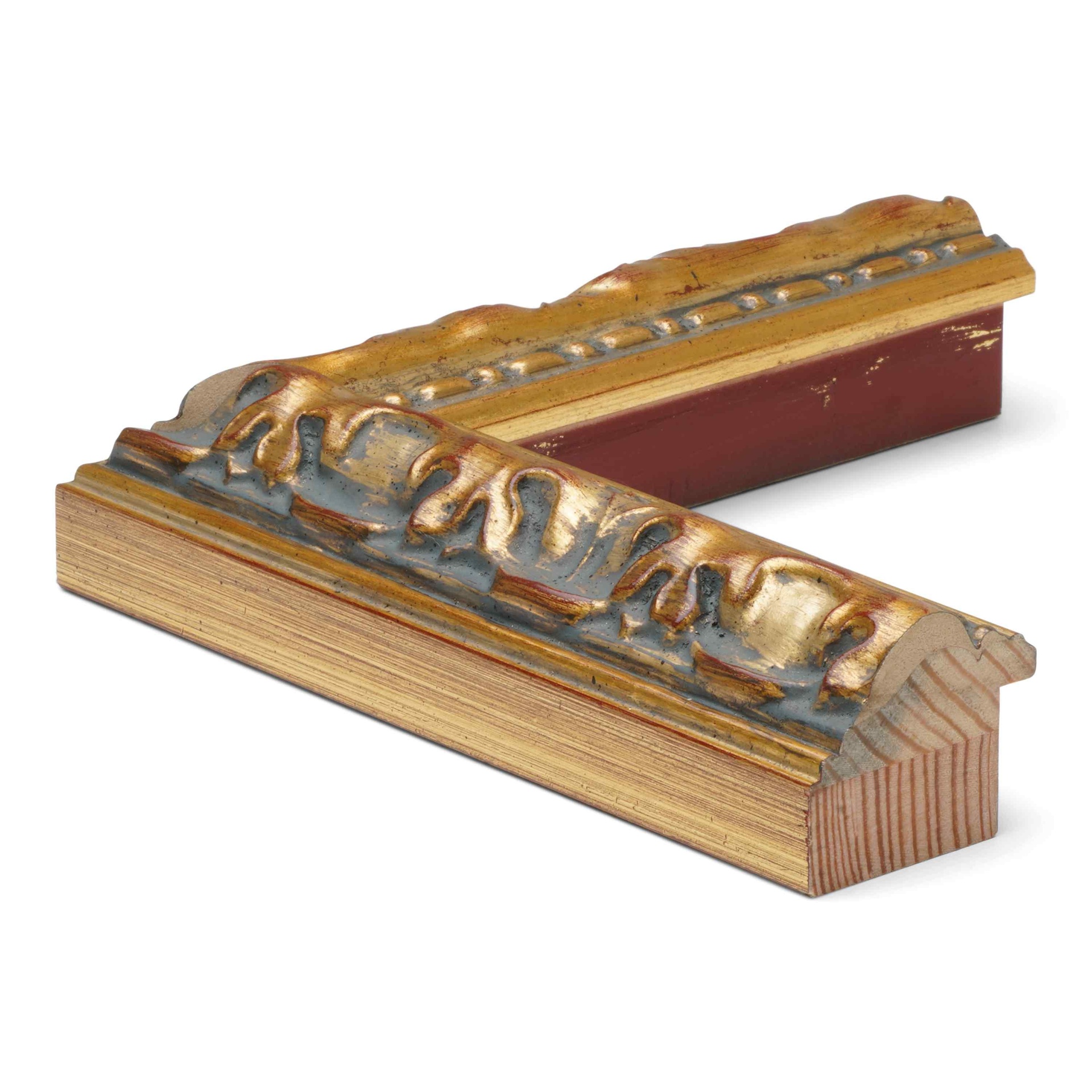 3285 - 1-3/8" GOLD/ RED RUB ORNATE