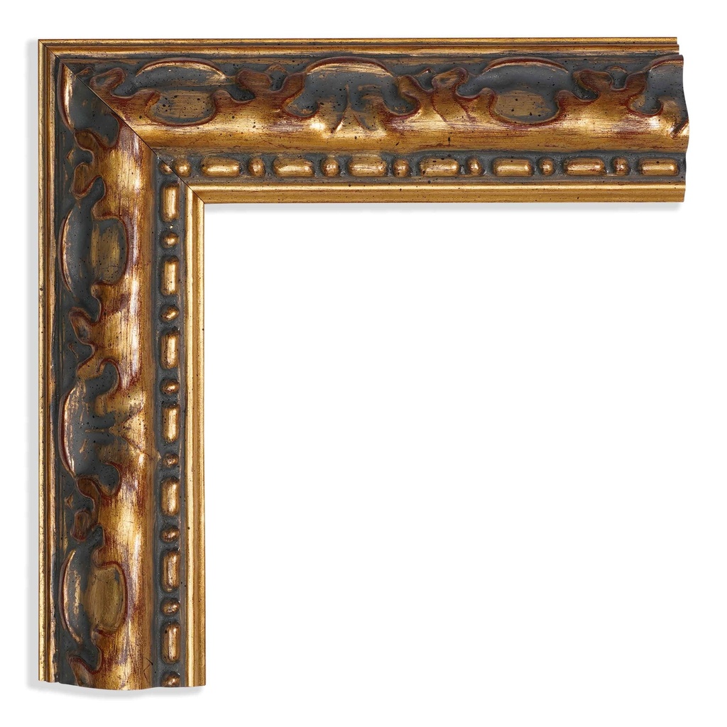 3285 - 1-3/8"  GOLD/ RED RUB ORNATE