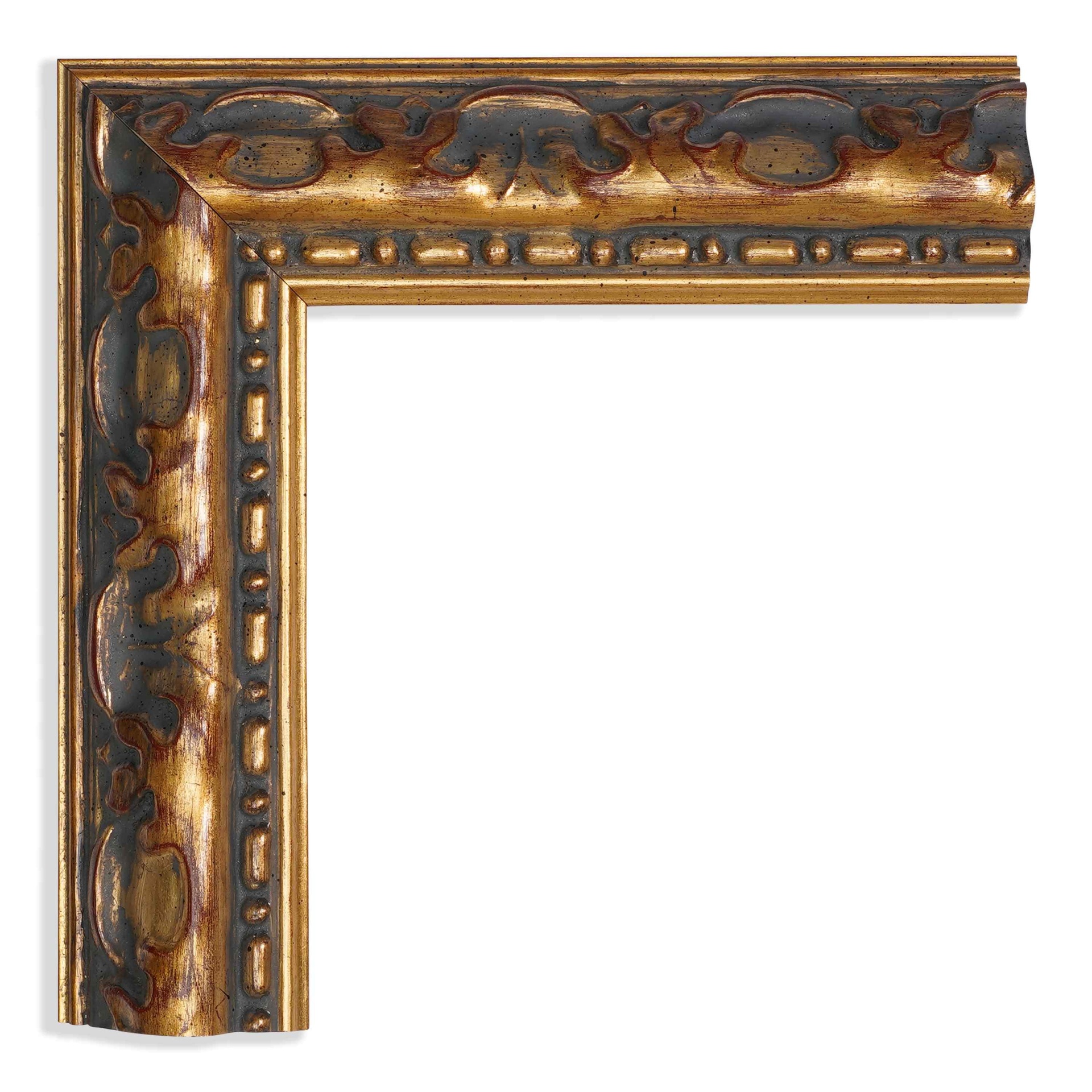 3285 - 1-3/8" GOLD/ RED RUB ORNATE