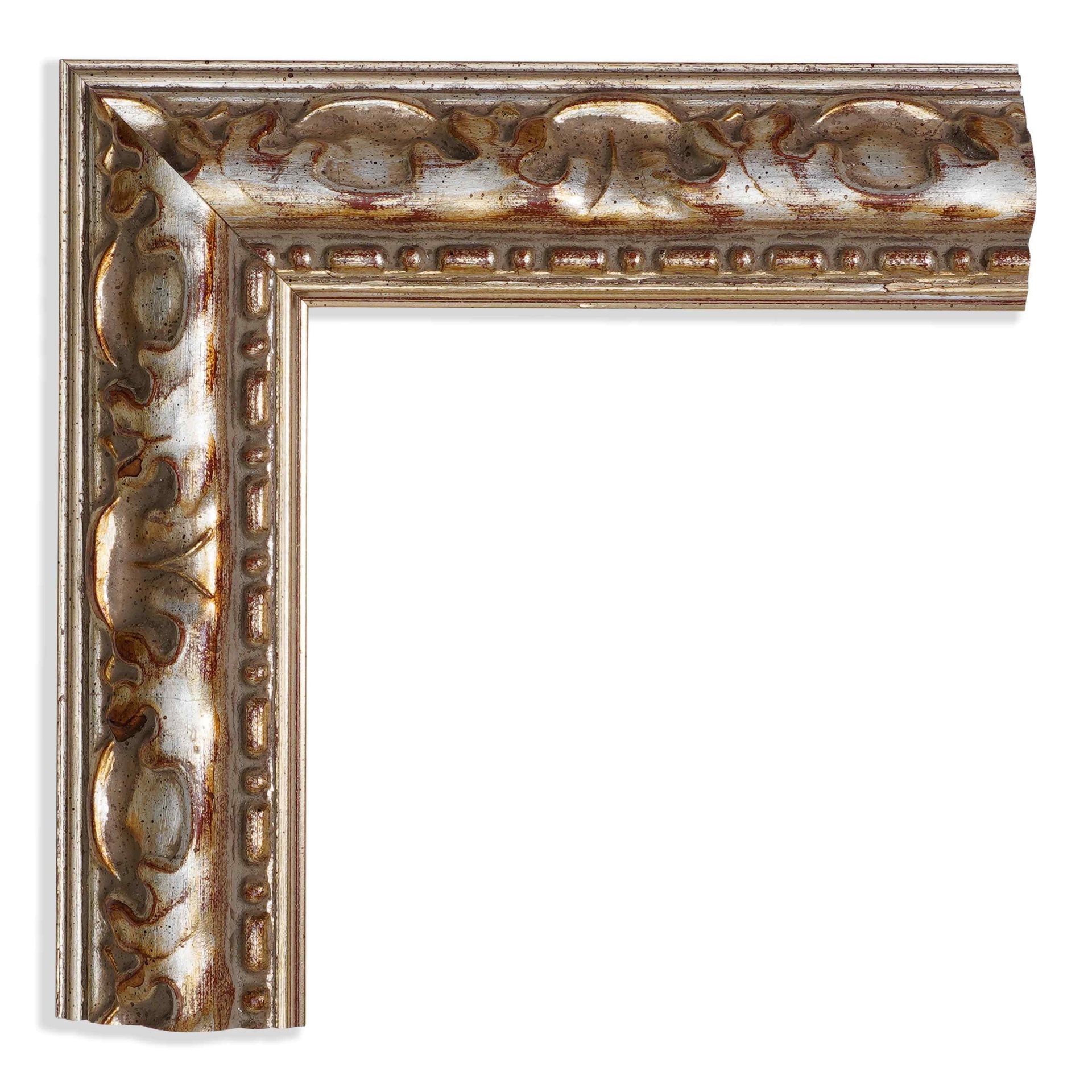 3286 - 1-3/8" SILVER/RED RUB ORNATE