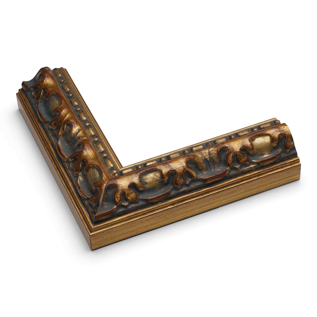 3285 - 1-3/8" GOLD/ RED RUB ORNATE